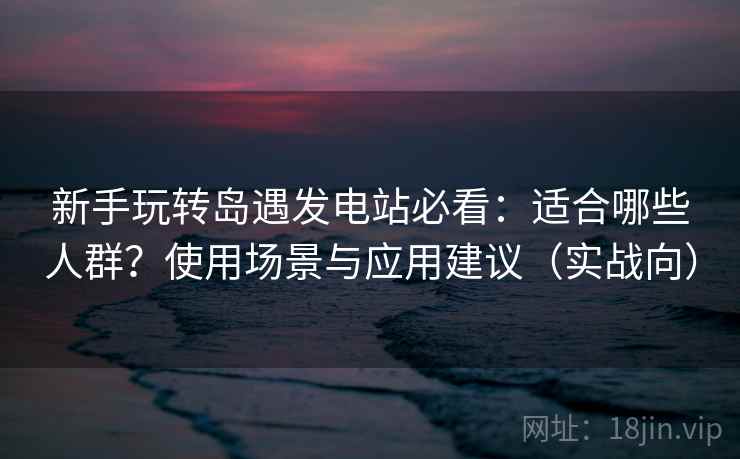 新手玩转岛遇发电站必看：适合哪些人群？使用场景与应用建议（实战向）