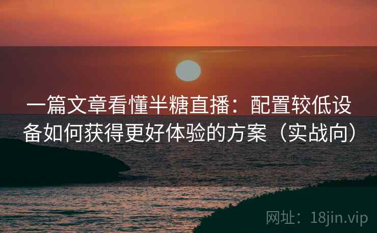 一篇文章看懂半糖直播:配置较低设备如何获得更好体验的方案(实战向) 一篇文章看懂半糖直播:配置较低设备如何获得更好体验的方案(实战向)