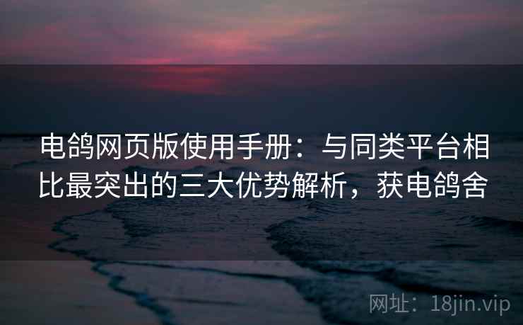 电鸽网页版使用手册：与同类平台相比最突出的三大优势解析，获电鸽舍