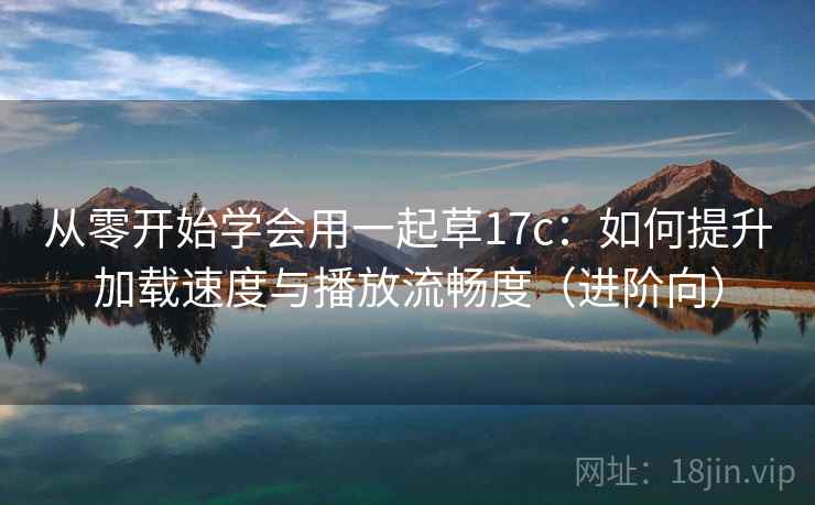 从零开始学会用一起草17c：如何提升加载速度与播放流畅度（进阶向）